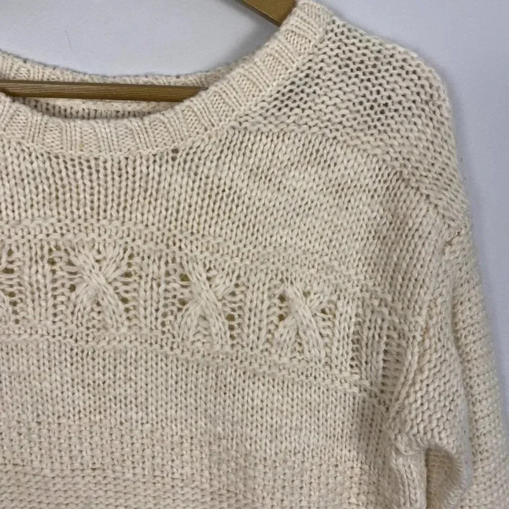 American Eagle Chunky Knit Wool Blend Fisherman Sweater - Picture 4 of 16